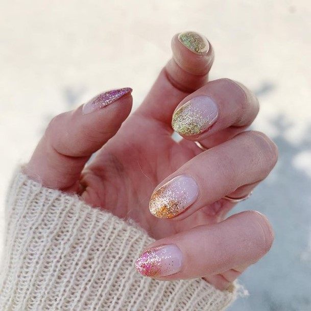 Female Glitter French Tip Nails