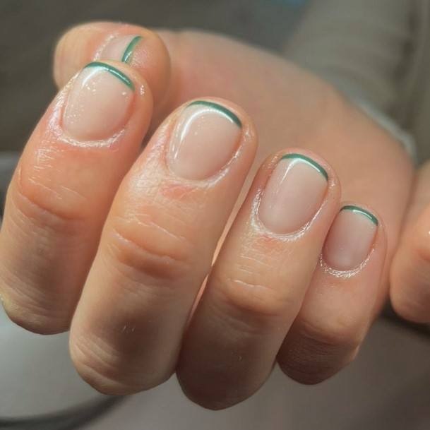 Female Green French Tip Nails