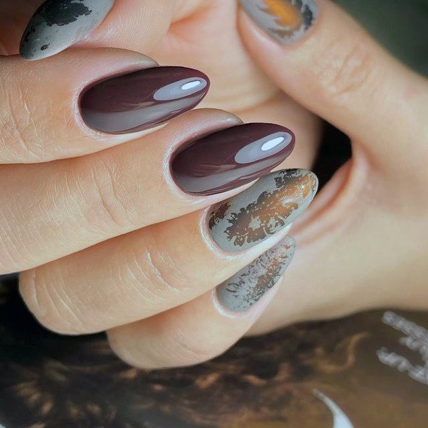 Female Grey Dress Nails