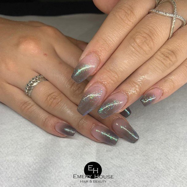 Female Grey With Glitter Nails