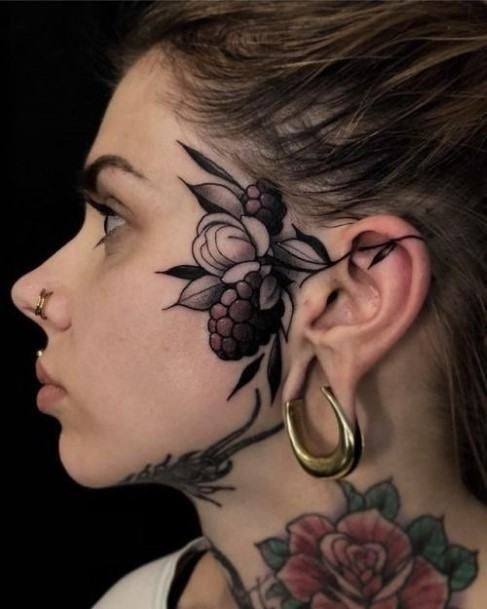 Female Head Tattoo On Woman