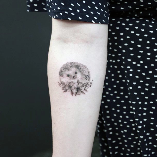 Female Hedgehog Tattoo On Woman