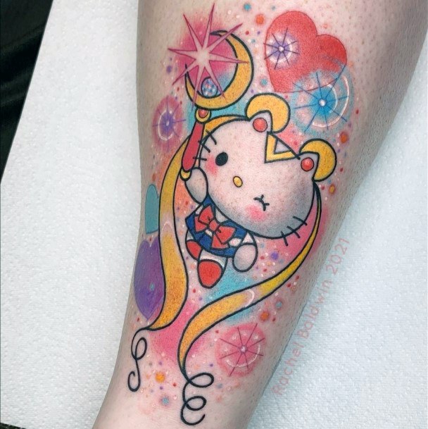 Female Hello Kitty Tattoo On Woman