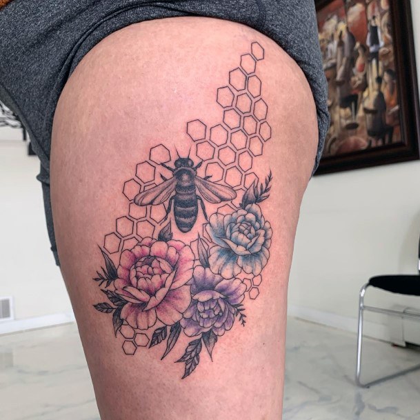 Female Honeycomb Tattoo On Woman