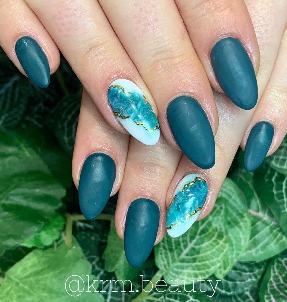 Female Matte Green Nails