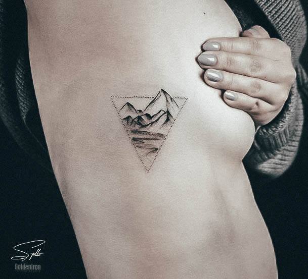 Female Mountain Tattoos Geometric Ribs