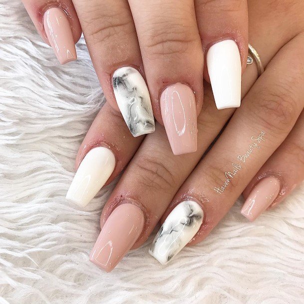 Female Nude Marble Nails
