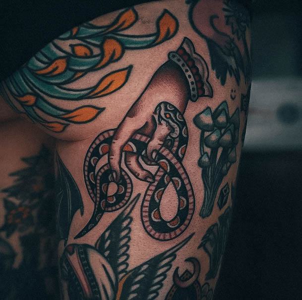 Female Old School Tattoo On Woman