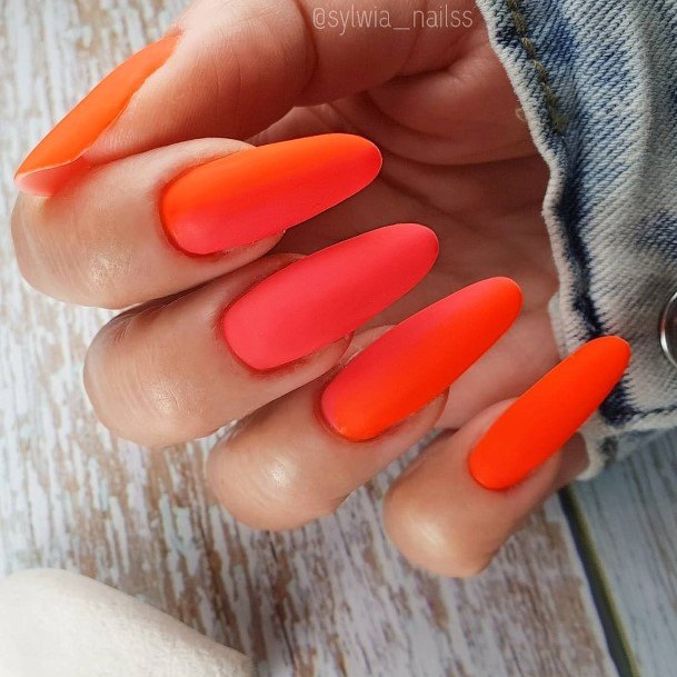Female Orange And White Nails