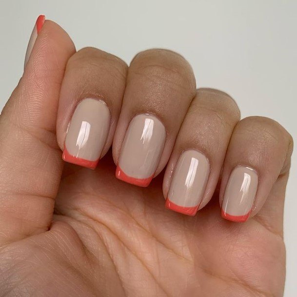 Female Orange French Tip Nails