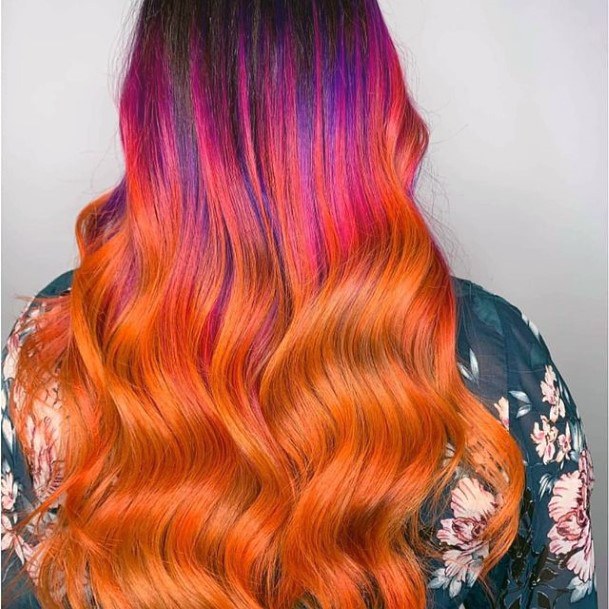 Female Orange Ombre Hairstyles On Woman