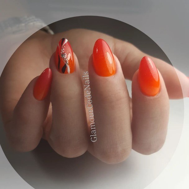 Female Orange Ombre Nails