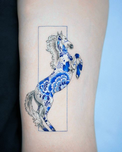 Female Oriental Plate Porcelain Tattoo On Woman