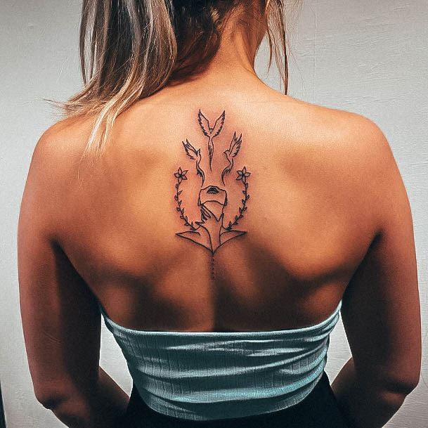 Female Outline Tattoo On Woman