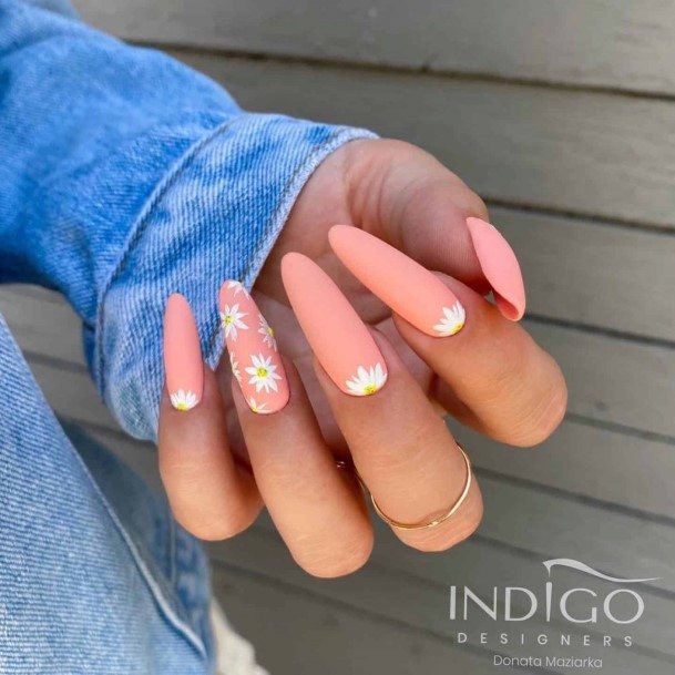 Female Peach Matte Nails