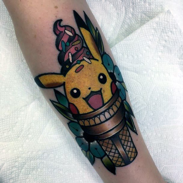 Female Pikachu Tattoo On Woman