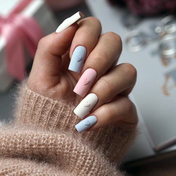 Female Pink And Blue Nails