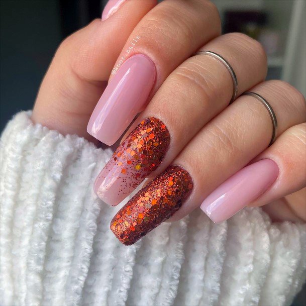 Female Pink And Orange Nails