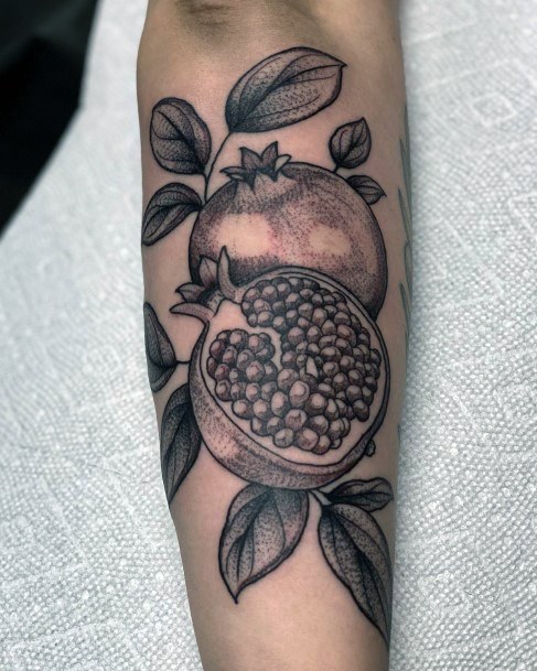 Female Pomegranate Tattoo On Woman