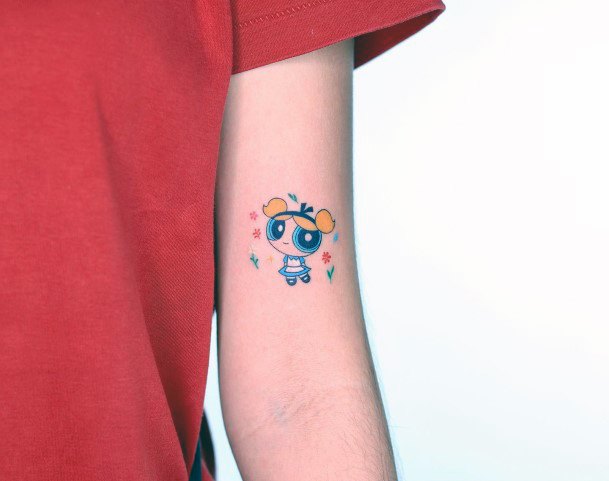 Female Powerpuff Girls Bubbles Tattoo On Woman