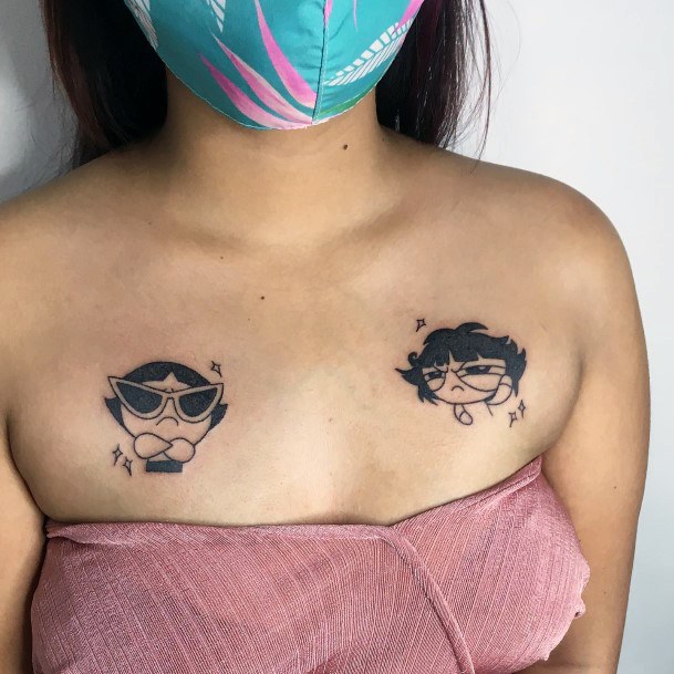 Female Powerpuff Girls Tattoo On Woman