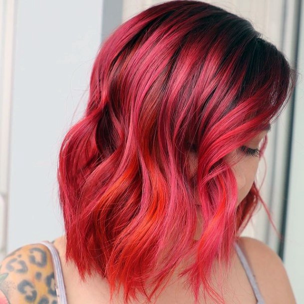 Female Red Ombre Hairstyles On Woman