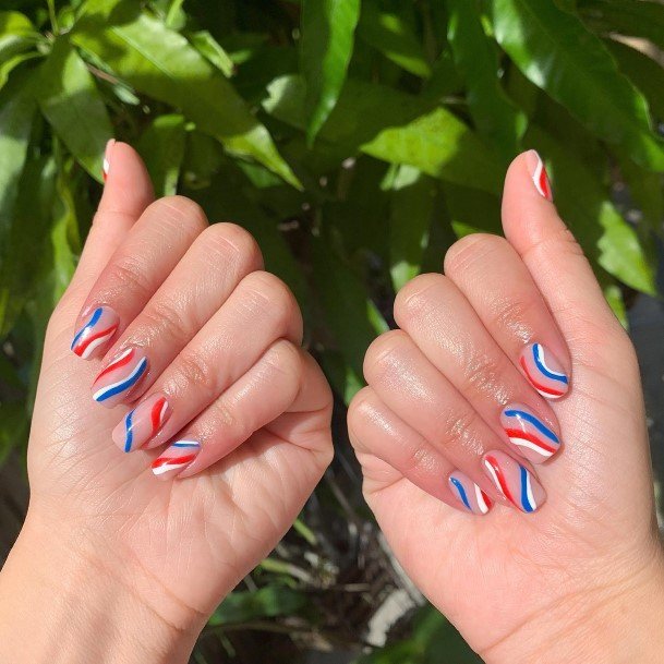 Female Red White And Blue Nails