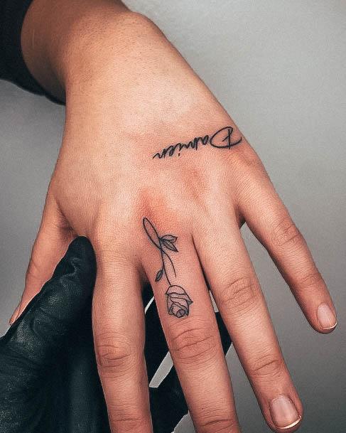 Female Rose Hand Tattoos