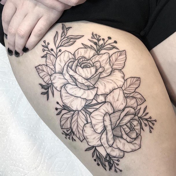 Top 100 Best Rose Thigh Tattoos For Women - Flower Design Ideas