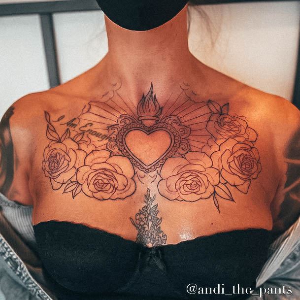 Female Sacred Heart Tattoos