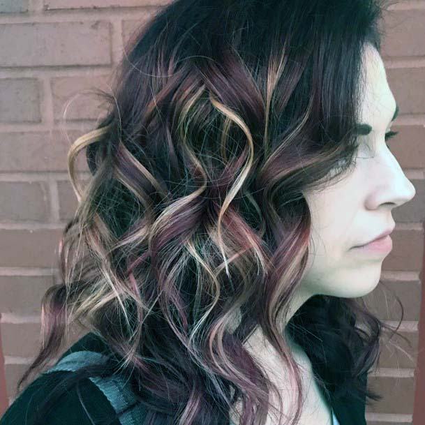 Female Shoulder Length Hair With Curls Throughout Dark Burgundy Red