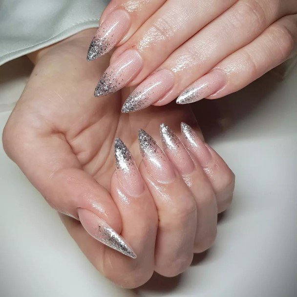 Female Silver Ombre Nails