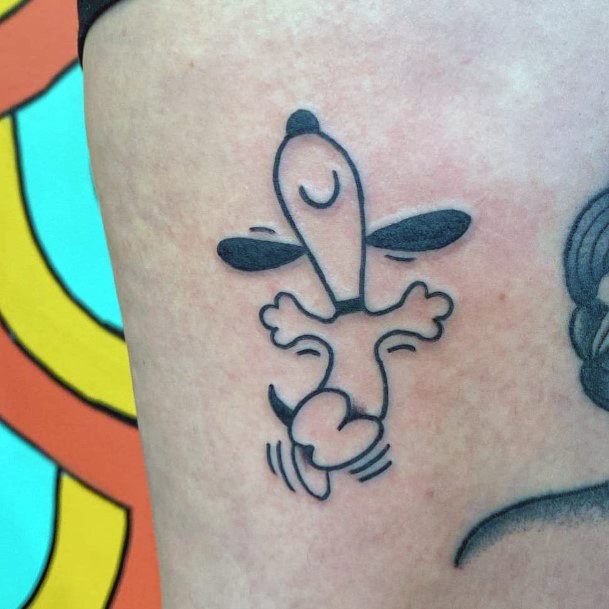 Female Snoopy Tattoo On Woman