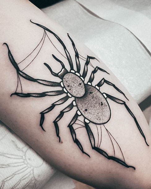 Female Spider Tattoo On Woman