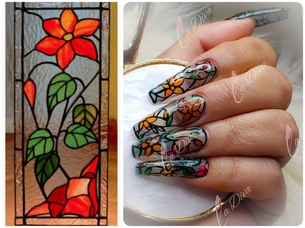 Female Stained Glass Nails