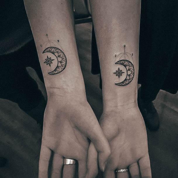 Female Star Tattoos Wrist Matching Sister