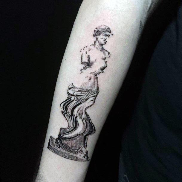 Female Statue Tattoo On Woman