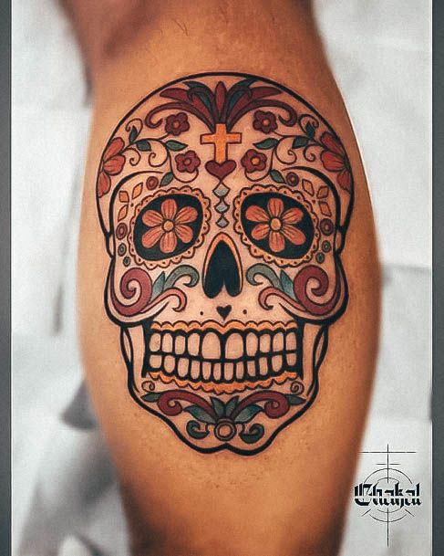 Female Sugar Skull Tattoos Retro