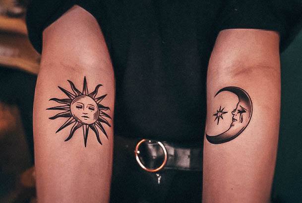 Female Sun And Moon Tattoos