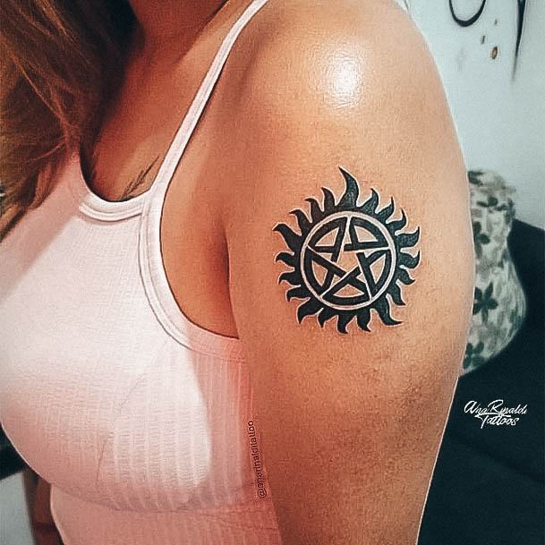 Female Supernatural Tattoo On Woman