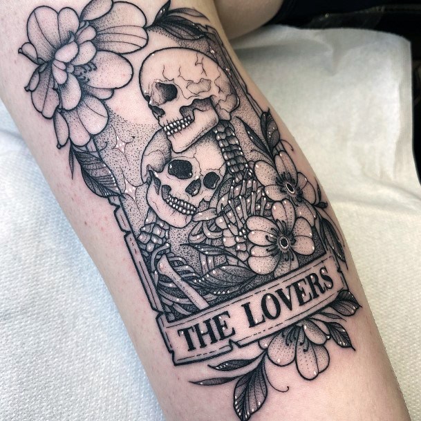 Female Tarot Card Tattoo On Woman