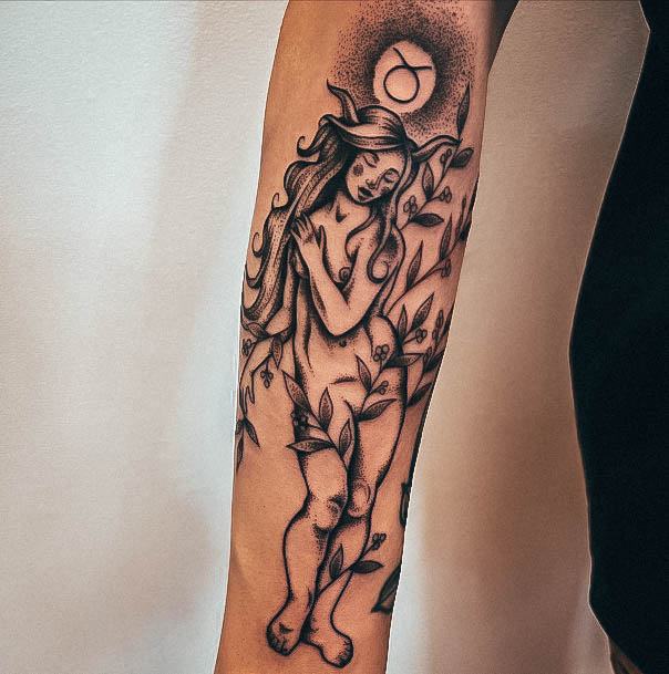 Female Taurus Tattoo On Woman