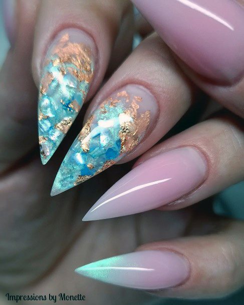 Female Teal Turquoise Dress Nails