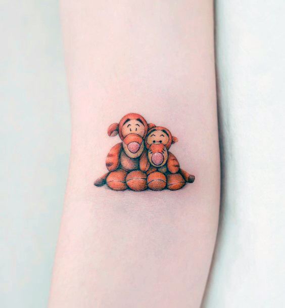 Female Tigger Tattoo On Woman