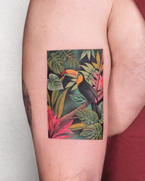 Female Toucan Tattoo On Woman