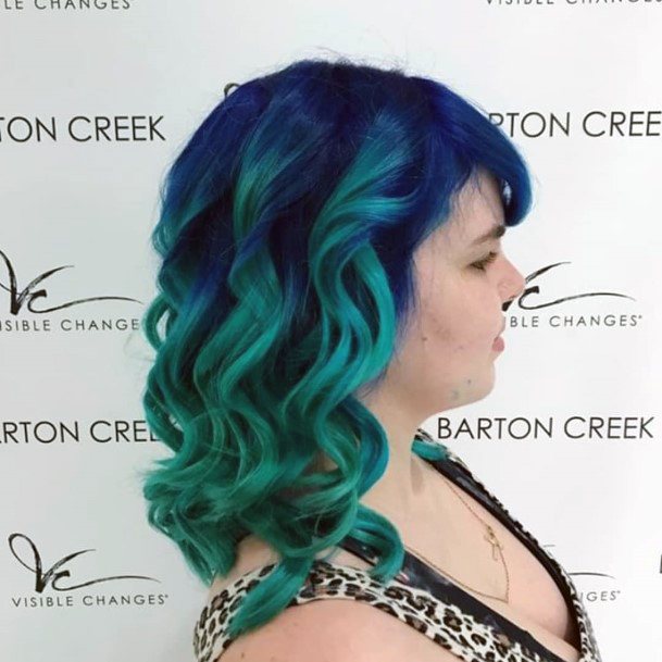 Female Turquoise Ombre Hairstyles On Woman