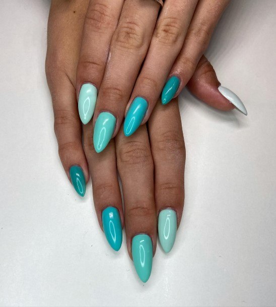 Female Turquoise Ombre Nails