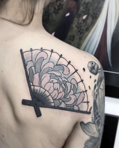 Female Uchiwa Tattoo On Woman