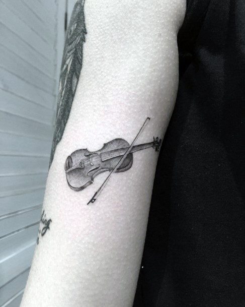 Female Violin Tattoo On Woman