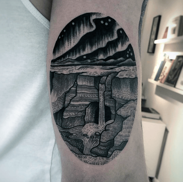 Female Waterfall Tattoo On Woman